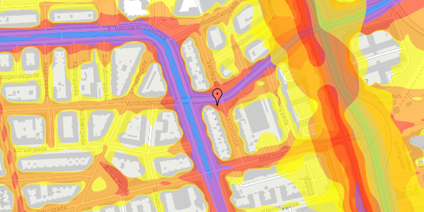 Trafikstøjkort på Vordingborggade 82, st. th, 2100 København Ø