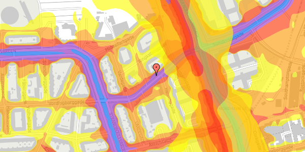 Trafikstøjkort på Vordingborggade 89, kl. th, 2100 København Ø