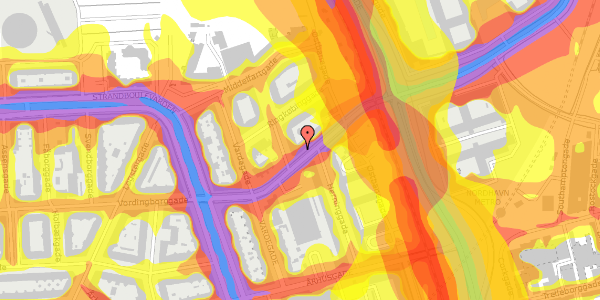 Trafikstøjkort på Vordingborggade 89, st. th, 2100 København Ø