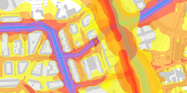 Trafikstøjkort på Vordingborggade 90, st. , 2100 København Ø