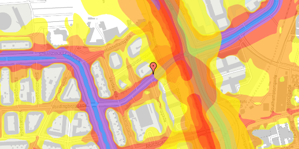 Trafikstøjkort på Vordingborggade 93, kl. , 2100 København Ø