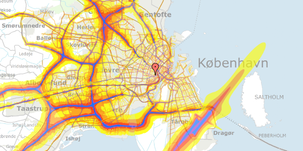 Trafikstøjkort på Værnedamsvej 12, 3. , 1619 København V