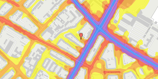 Trafikstøjkort på Ydunsgade 5, 4. th, 2200 København N