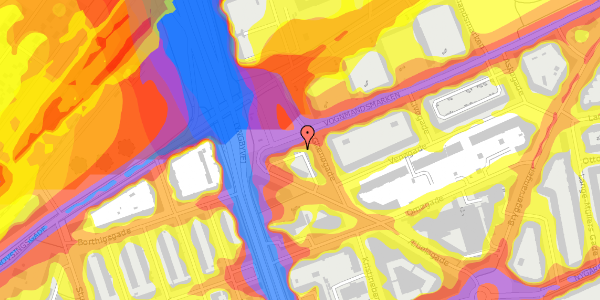 Trafikstøjkort på Æbeløgade 34, 1. th, 2100 København Ø