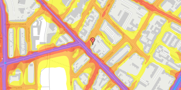 Trafikstøjkort på Ægirsgade 2, 1. th, 2200 København N