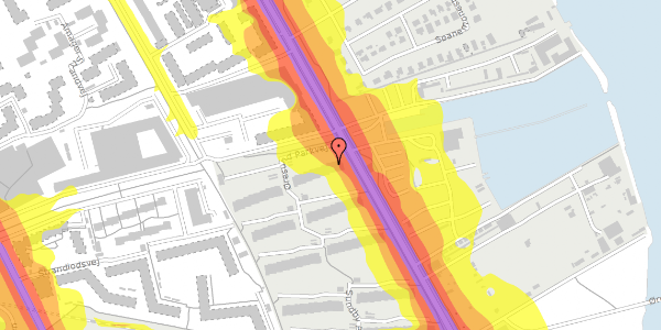 Trafikstøjkort på Øresund Parkvej 5, 2. th, 2300 København S