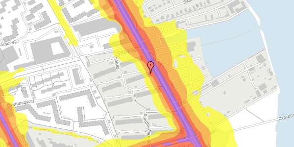 Trafikstøjkort på Øresund Parkvej 13, st. th, 2300 København S