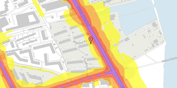 Trafikstøjkort på Øresund Parkvej 19, st. tv, 2300 København S