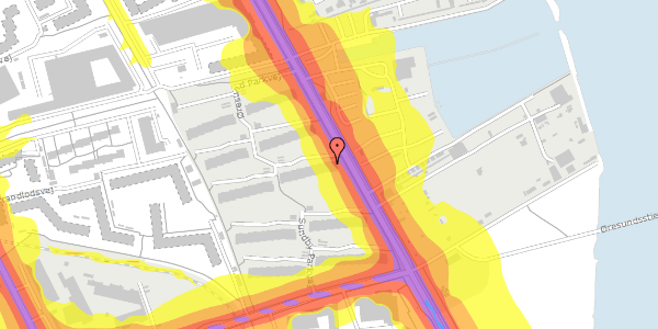 Trafikstøjkort på Øresund Parkvej 21, 1. th, 2300 København S