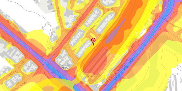 Trafikstøjkort på Østbanegade 9, kl. th, 2100 København Ø