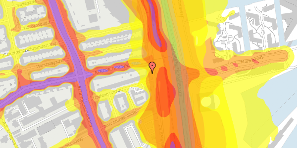 Trafikstøjkort på Østbanegade 105, 4. th, 2100 København Ø