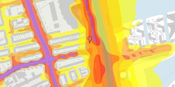 Trafikstøjkort på Østbanegade 111, 1. th, 2100 København Ø