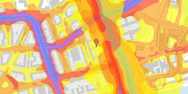 Trafikstøjkort på Østbanegade 153, st. th, 2100 København Ø