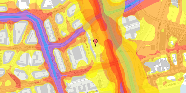 Trafikstøjkort på Østbanegade 155, st. th, 2100 København Ø