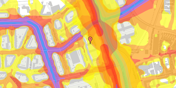 Trafikstøjkort på Østbanegade 161, 3. th, 2100 København Ø