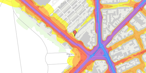 Trafikstøjkort på Øster Allé 22, st. , 2100 København Ø