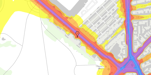 Trafikstøjkort på Øster Allé 25, st. 10, 2100 København Ø