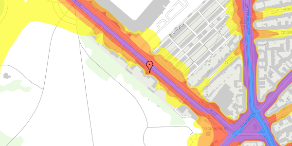 Trafikstøjkort på Øster Allé 25, st. 29, 2100 København Ø