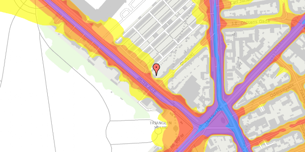 Trafikstøjkort på Øster Allé 28, 2100 København Ø