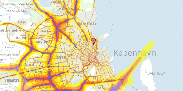 Trafikstøjkort på Øster Allé 48, kl. 1, 2100 København Ø