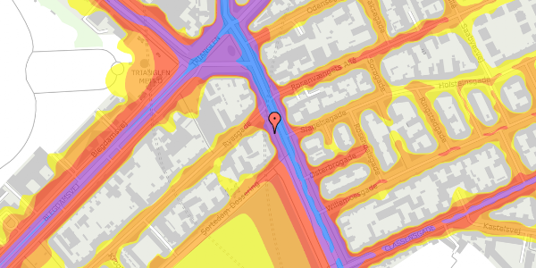 Trafikstøjkort på Østerbrogade 21, 3. th, 2100 København Ø