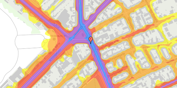 Trafikstøjkort på Østerbrogade 29, 1. th, 2100 København Ø