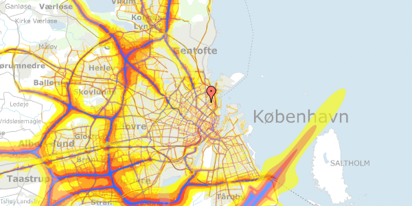 Trafikstøjkort på Østerbrogade 33, st. 1, 2100 København Ø