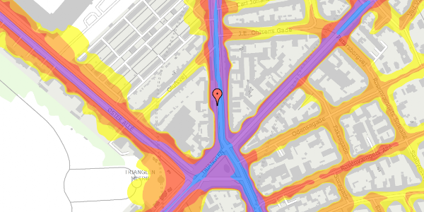 Trafikstøjkort på Østerbrogade 41, st. th, 2100 København Ø