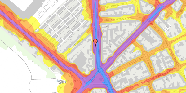 Trafikstøjkort på Østerbrogade 43, 2. th, 2100 København Ø