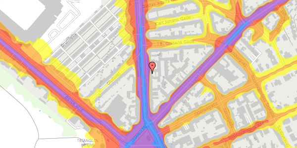 Trafikstøjkort på Østerbrogade 86, 1. th, 2100 København Ø