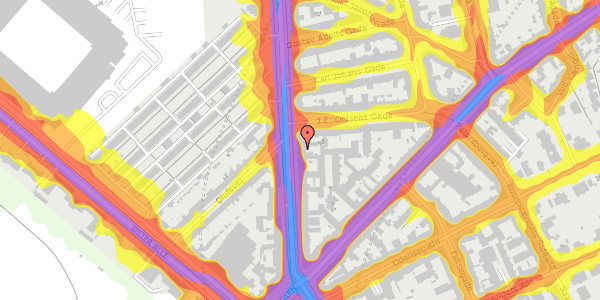 Trafikstøjkort på Østerbrogade 92, 2. th, 2100 København Ø