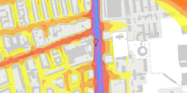 Trafikstøjkort på Østerbrogade 129, 2100 København Ø