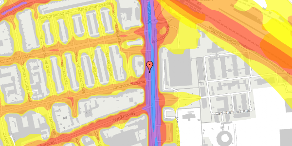 Trafikstøjkort på Østerbrogade 147, 4. tv, 2100 København Ø