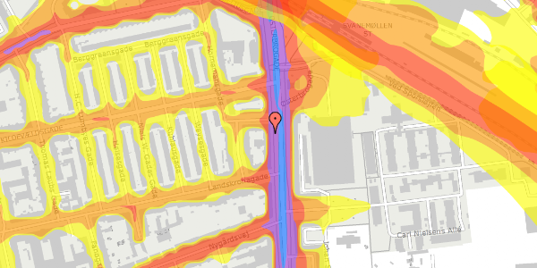 Trafikstøjkort på Østerbrogade 151, 4. 7, 2100 København Ø