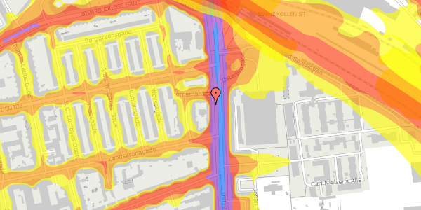 Trafikstøjkort på Østerbrogade 151, 4. 8, 2100 København Ø