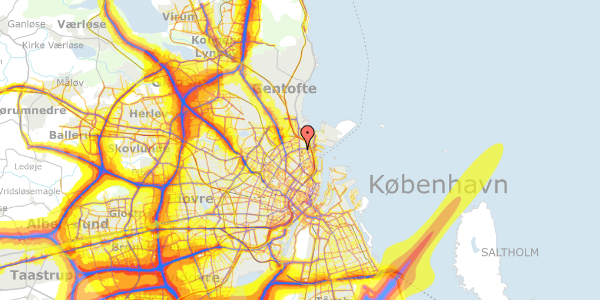 Trafikstøjkort på Østerbrogade 154, st. 5, 2100 København Ø