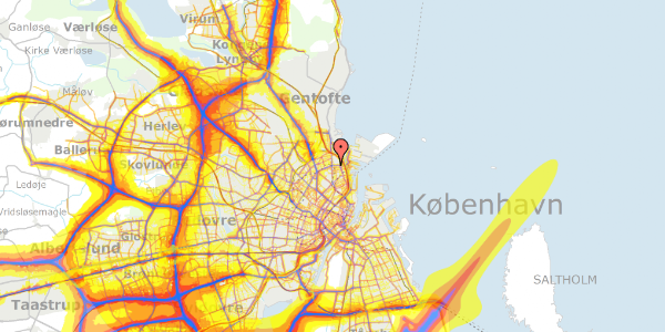 Trafikstøjkort på Østerbrogade 156, st. 1, 2100 København Ø