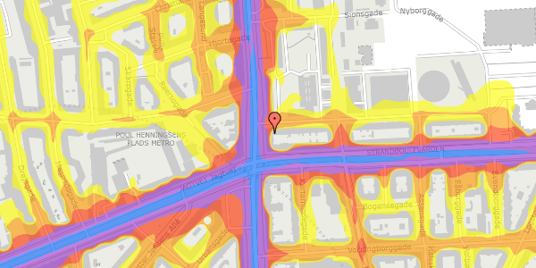 Trafikstøjkort på Østerbrogade 160, 1. th, 2100 København Ø