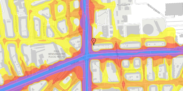 Trafikstøjkort på Østerbrogade 160, 2. th, 2100 København Ø