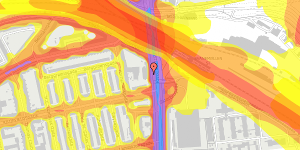 Trafikstøjkort på Østerbrogade 163, st. , 2100 København Ø