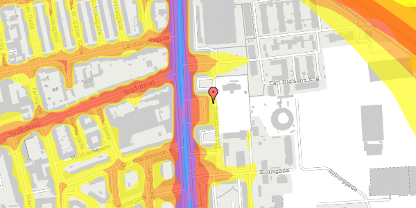 Trafikstøjkort på Østerbrogade 214, 1. th, 2100 København Ø