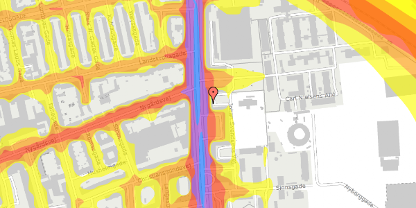 Trafikstøjkort på Østerbrogade 222, 4. th, 2100 København Ø