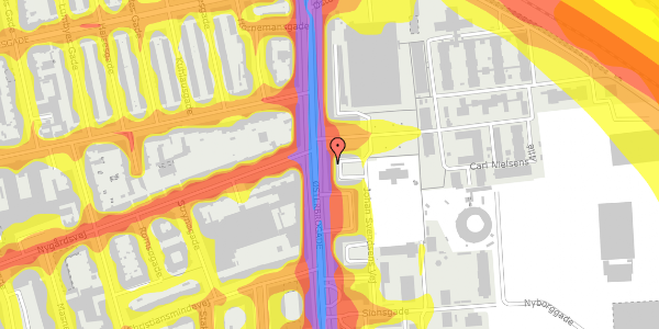 Trafikstøjkort på Østerbrogade 224, st. 1, 2100 København Ø