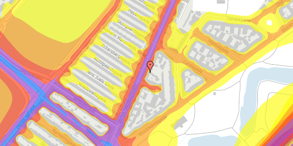 Trafikstøjkort på Øster Farimagsgade 26, 3. th, 2100 København Ø