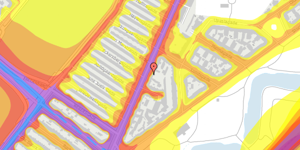 Trafikstøjkort på Øster Farimagsgade 28A, 1. th, 2100 København Ø