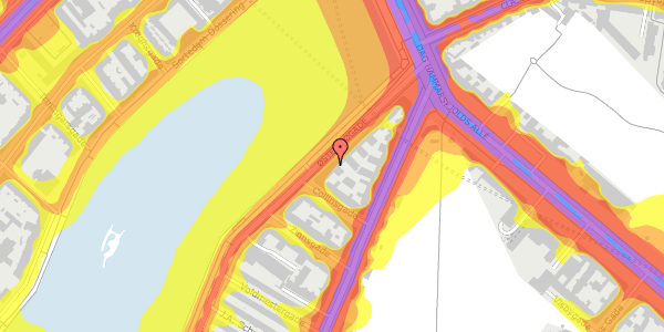 Trafikstøjkort på Øster Søgade 102, 4. th, 2100 København Ø