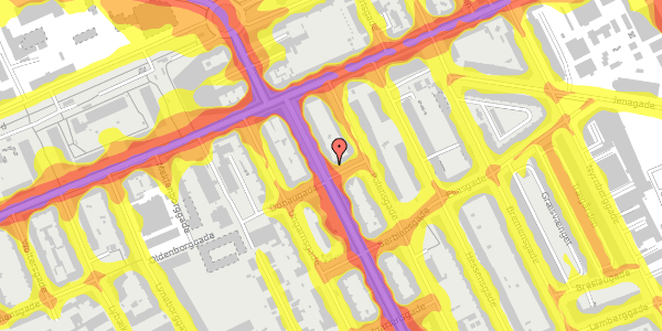 Trafikstøjkort på Østrigsgade 13, 1. th, 2300 København S