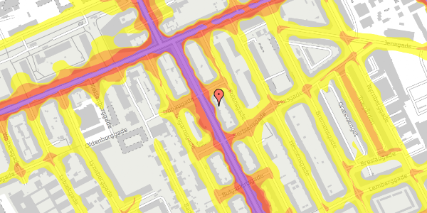 Trafikstøjkort på Østrigsgade 17, 2. th, 2300 København S