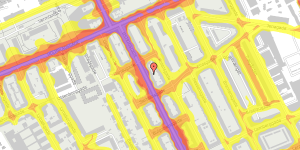 Trafikstøjkort på Østrigsgade 19, 3. th, 2300 København S