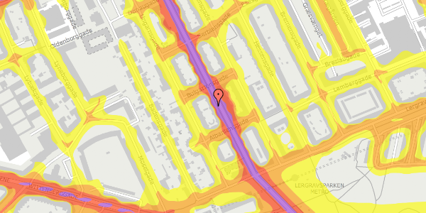 Trafikstøjkort på Østrigsgade 26, 4. tv, 2300 København S